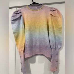 River Island rainbow ombré sweater with puffed sleeves and jewels on cuffs